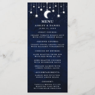 Hemelse bruiloft Maan Sterren Lights Menu