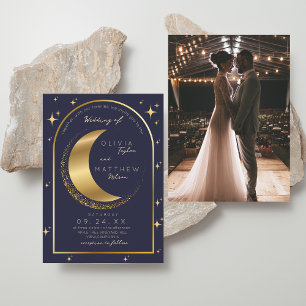Hemelse bruiloft Midnight Stars Moon Gold Kaart