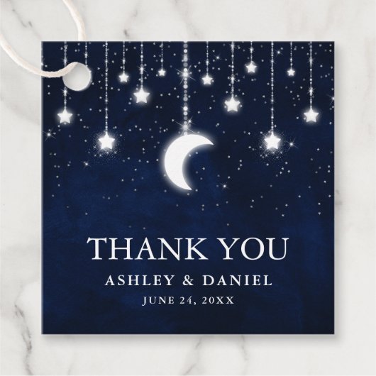 Hemelse bruiloft Sky Moon Sterren Lichten Bedankjes Labels (Voorkant)