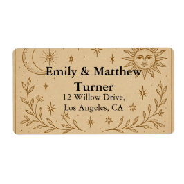 Hemelse bruiloft zon en maan ontwerp etiket