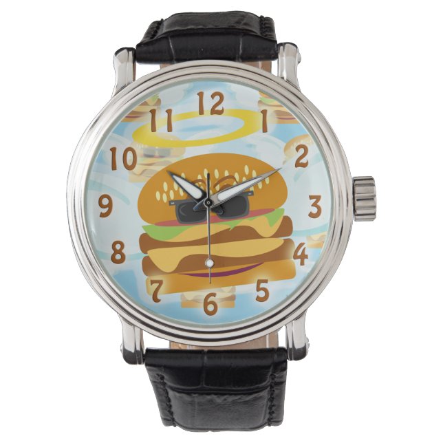 hemelse cheeseburger horloge (Voorkant)