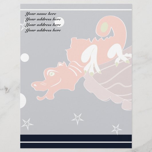 Hemelse Chinese Draak Maanverlichte Fantasie Kunst Gepersonaliseerd Briefhoofd (Voorkant)