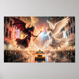 Hemelse Clash van Licht en Schaduw Poster
