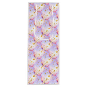 Hemelse Cupido – Pastel Pijlen & Gouden Sterren Wijn Cadeautas