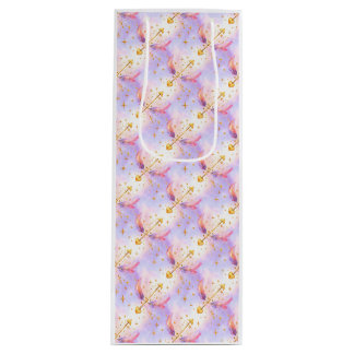 Hemelse Cupido – Pastel Pijlen & Gouden Sterren Wijn Cadeautas
