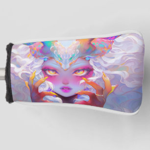 Hemelse Demon Meisje met Regenbooghoorns Golfheadcover