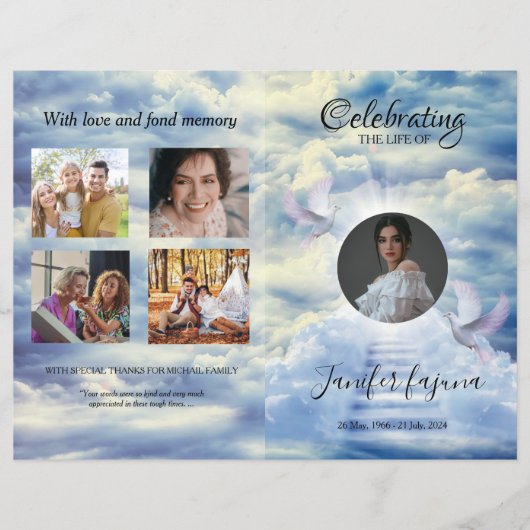 Hemelse Duif Funeral Programma Template (Voorkant)