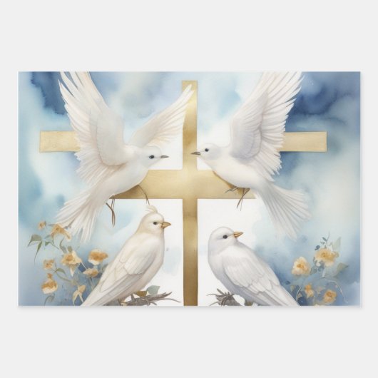Hemelse Duiven en Kruisen Inpakpapier Vel (Voorkant 3)