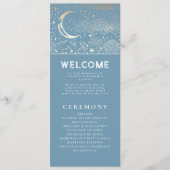 Hemelse Dusty Blauw en Goud Trouwprogramma's Programma (Voorkant)