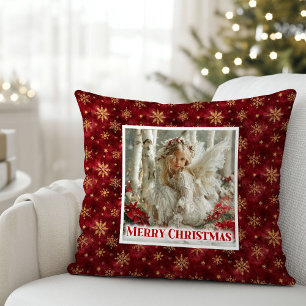 Hemelse Engel Rood Goud Kerst Kussen Cadeau