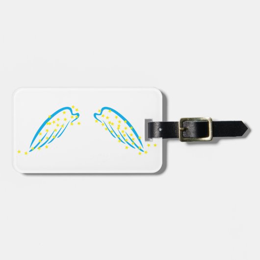 Hemelse engelenvleugels met sprankelende sterren bagagelabel (Voorkant horizontaal)
