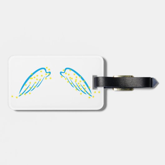 Hemelse engelenvleugels met sprankelende sterren bagagelabel (Achterkant horizontaal)