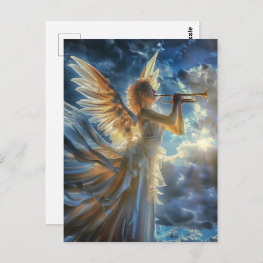 Hemelse Fanfare Angel speelt trompet Briefkaart (Voorkant / Achterkant)