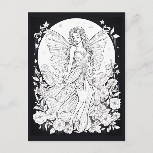 Hemelse fee Kleur je eigen ansichtkaart Briefkaart (Voorkant)