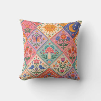 Hemelse Folklore Patchwork Paddenstoel Zon Maan De Kussen