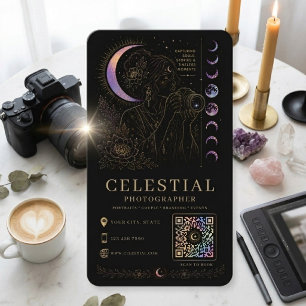 Hemelse Fotograaf Luxe Zwart Goud QR Visitekaartje