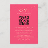 Hemelse Fuchsia Roze Budget QR Code RSVP Foto Informatiekaartje (Voorkant)
