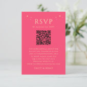 Hemelse Fuchsia Roze Budget QR Code RSVP Foto Informatiekaartje (Staand voorkant)