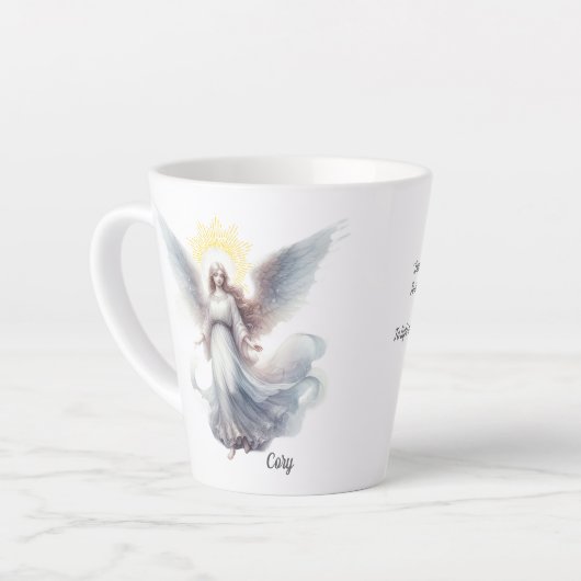 hemelse geest-engel latte mok (Linkerhoek)