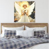 Hemelse Genade | Mooi Engel en Roos  Canvas Afdruk (Insitu (Slaapkamer))