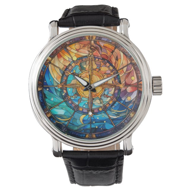 hemelse Glas in lood Horloge (Voorkant)