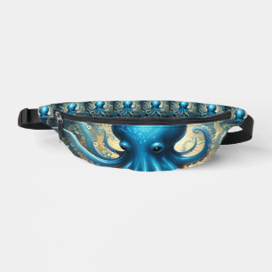 Hemelse Golven: De Blauwe Octopus Fractale Kunst Heuptasje