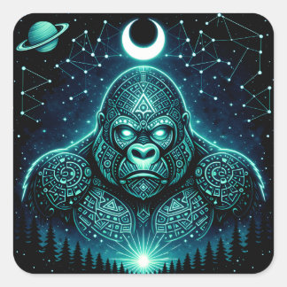 Hemelse Gorilla – Kosmisch Primaat Wilde Dieren Me Vierkante Sticker