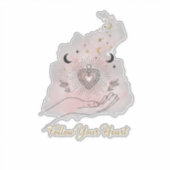 Hemelse Goud Hart Sticker - "Volg Je Hart" (Voorkant)