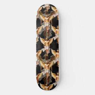 Hemelse Gouden Engelen Patroon Ontwerp Skateboard