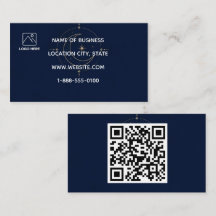 Hemelse Gouden Maan Navy QR Code Zakelijke Kaart