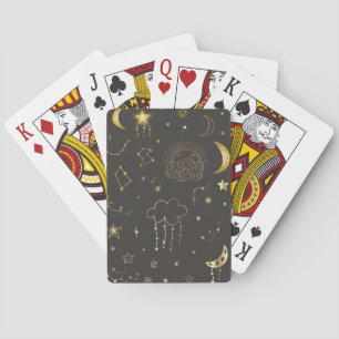 Hemelse Gouden Sterren, Maan & Sterrenbeelden Pokerkaarten