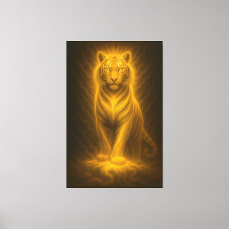 Hemelse Gouden Witte Tijger – Goddelijke Halo Fant Canvas Afdruk