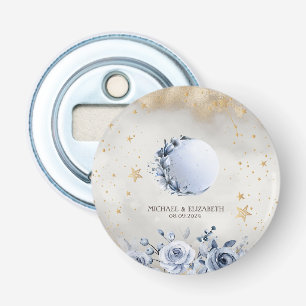 Hemelse Gouden Zon, Blauwe Maan Rozen Gouden Sterr Button Flesopener