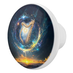 Hemelse Harp van de Maan Gebonden Hemel.  Keramische Knop