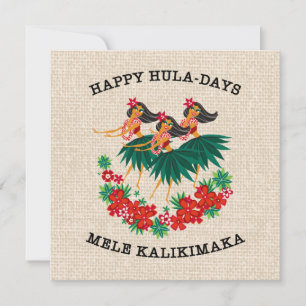 Hemelse Hula Vakantie Hawaïaanse Hula Meisjes Feestdagenkaart