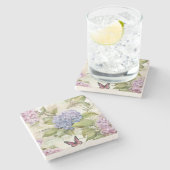 Hemelse Hydrangea Harmonie Stenen Onderzetter (Zijkant)