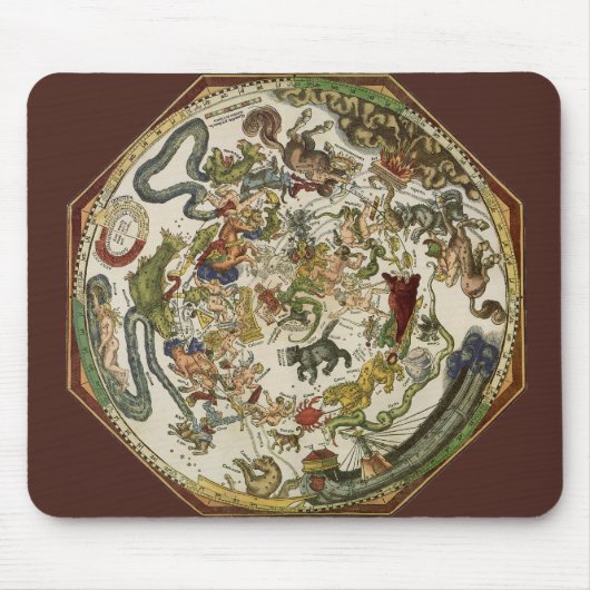 Hemelse kaart door Peter Apian, Antieke astronomie Muismat (Voorkant)