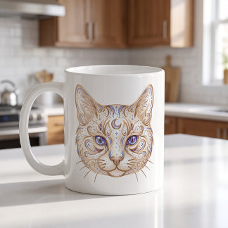 Hemelse Kat Koffiemok Goud & Blauw Luxe Lijn Kunst