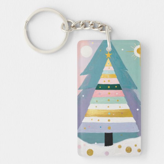 Hemelse Kerstboom in Pasteltinten Sleutelhanger (Voorkant)