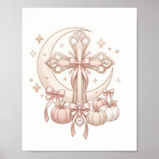 Hemelse Kruis & Herfstmaan Wanddecoratie Poster