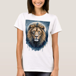Hemelse Leeuw Aquarel Maanverlichte Leeuwengees T-shirt