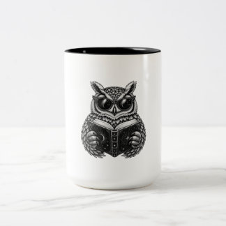 Hemelse Lezende Uil – Mystieke Boekliefhebber Tweekleurige Koffiemok