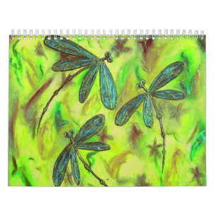 Hemelse libellen op een sterrenhemel kalender