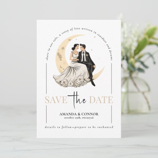 Hemelse Liefde: Elegante Wasmaan Opslag Datum Kaart (Staand voorkant)