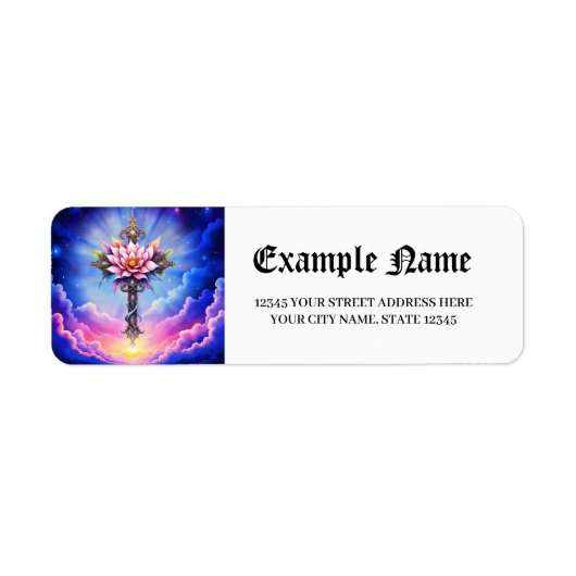 Hemelse Lotus Kruis Etiket (Voorkant)