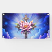Hemelse Lotus Kruis Spandoek (Horizontaal)