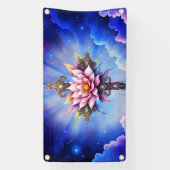 Hemelse Lotus Kruis Spandoek (Verticaal)