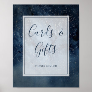 Hemelse lucht met lijstkaarten en geschenkbord poster