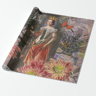 Hemelse Maagd Godin Collage: Vintage Hemels Cadeaupapier