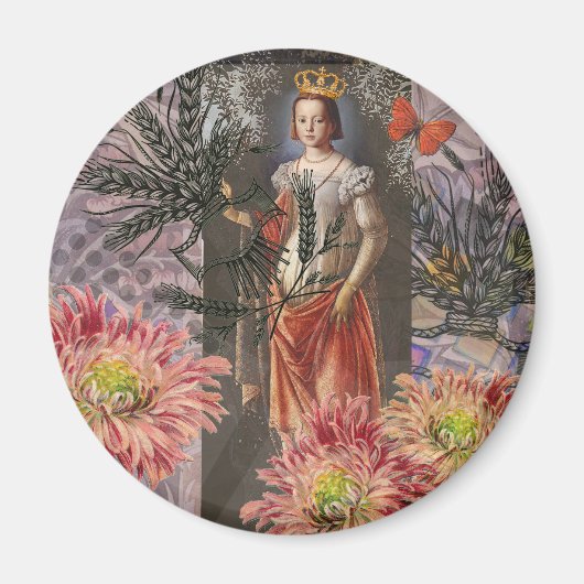 Hemelse Maagd Godin Collage: Vintage Hemels Magneet (Voorkant)
